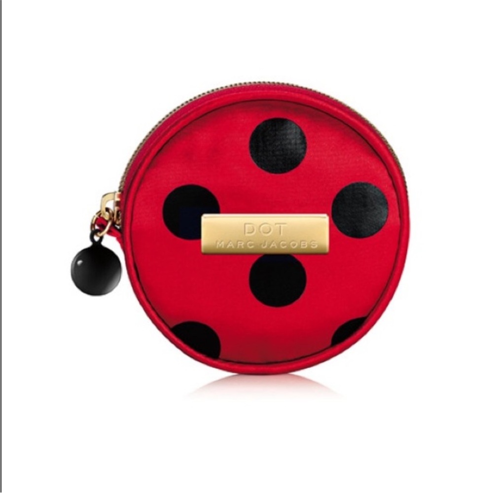 Marc Jacobs Dot Coin Purse Black Polka Dot Round Jewelry Case ladybug 🐞 design